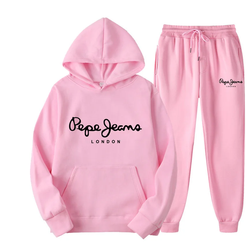 Men's and women's fleece sweatshirt, two casual sportswear, trendy hooded pullover, printed sweatpants_voghion.com