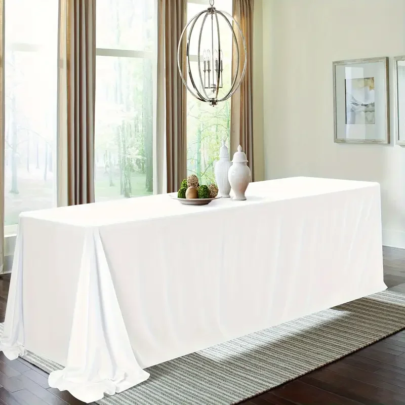 White Table Cloth Waterproof Anti Scratch Polyester Tablecloth Decorative Washable Fabric Table Cover Home Dining Buffet Party - Image 4