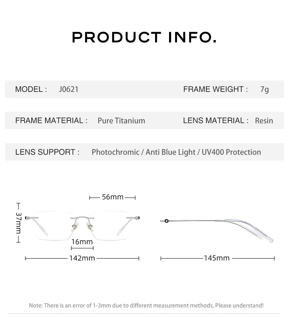 CAPONI Randlose Optische Gläser Rahmen Ultra Licht Einfache Design Business herren Gläser Anti Blau Licht Computer Brillen JF0621 – Detail 12