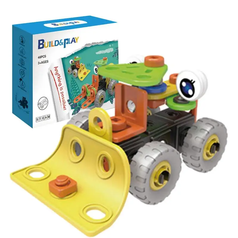 

Assembled Car Toy Cartoon Vehicle Building Blocks Toddler Take Apart Vehicle Set Assembled Building Block Cars Trucks STEM Toy