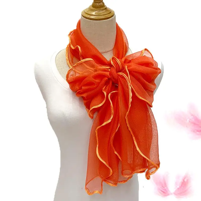 Spitzens chal Frauen leichte Hijab elegante 2024 Druck Seide Halstuch Schal Wraps Stirnband Griff Haarschmuck Bandana – Detail 10