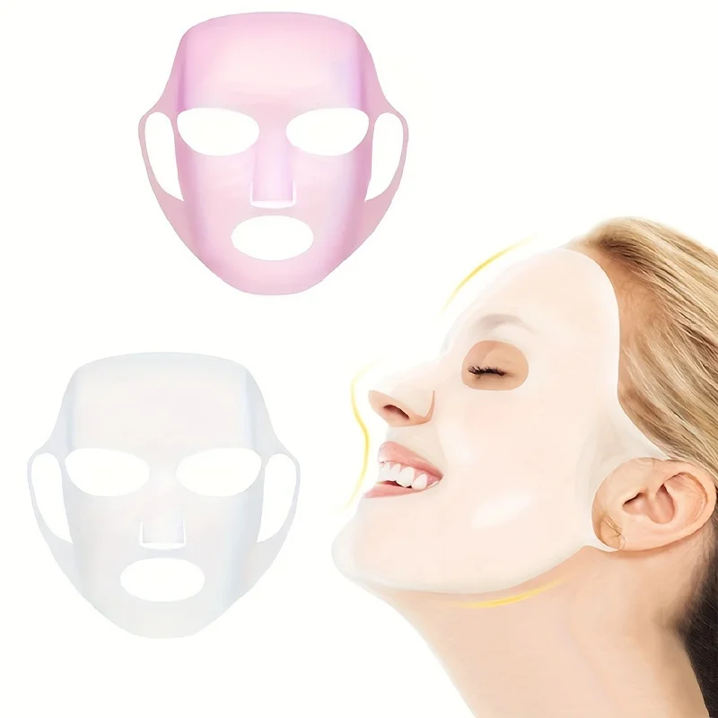 Silicone mask cover, ear-mounted fixed mask to moisturize and absorb essence, reusable facial care tool 1