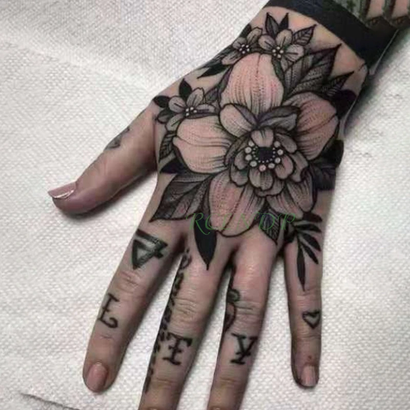 Waterproof Temporary Tattoo Sticker Rose Flower Hand back tatto Art  flash tatoo fake tattoos for women men 4