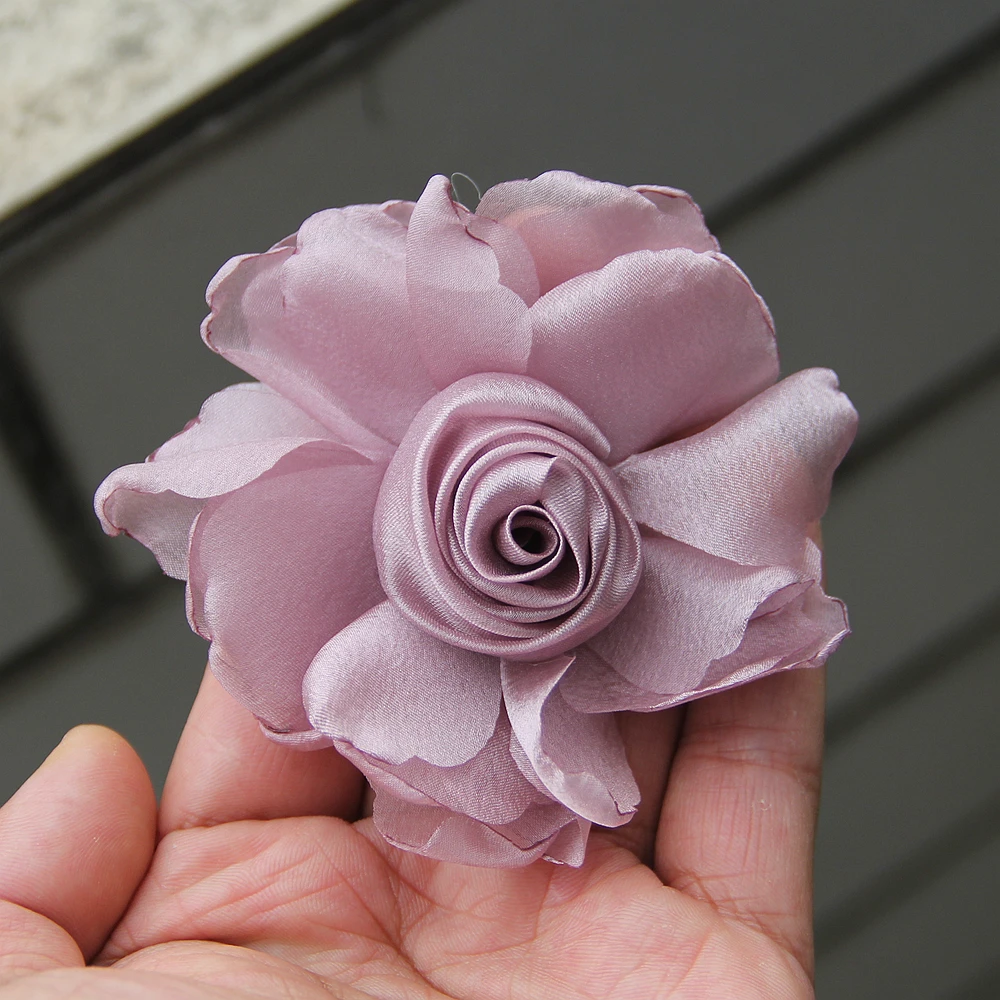 10 Stück Koreanischer Stil 8cm Künstliche Rosen für Damen-Haaraccessoires Elegante Organza-Florale Haarblumen für Mädchen – Detail 6