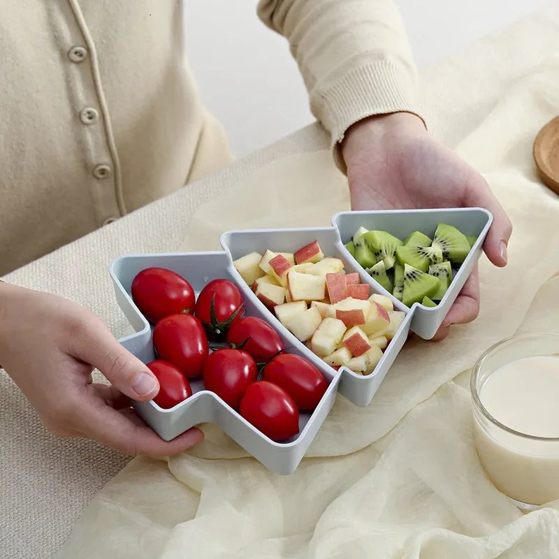 Christmas Tree Shape Candy Snacks Nuts Dry Fruits Plastic Plate Snack Dishes Bowl Breakfast Tray Wedding Party Dessert