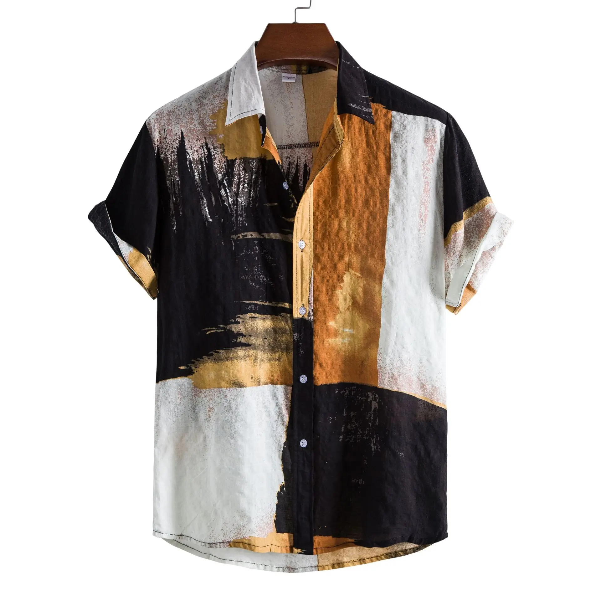 Хавайска риза Мъжки летни 3d ризи с принт на кокосово дърво за мъже Ежедневни празнични блузи с къс ръкав Тениска Мъжка блуза с големи размери