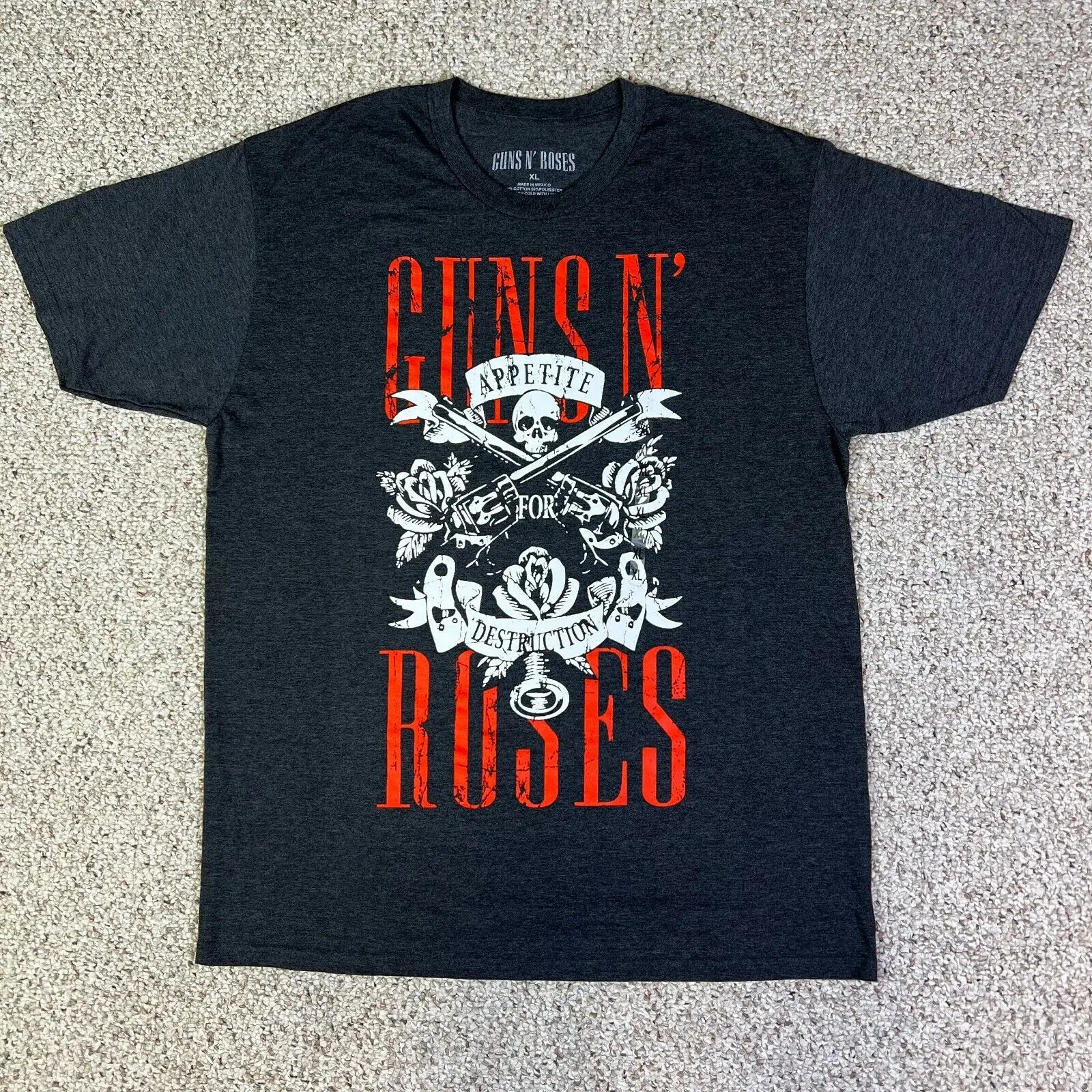 Guns N Roses Shirt Uomo Grande Desiderio Grigio Per La Distruzione Gnr Band Axl Rose