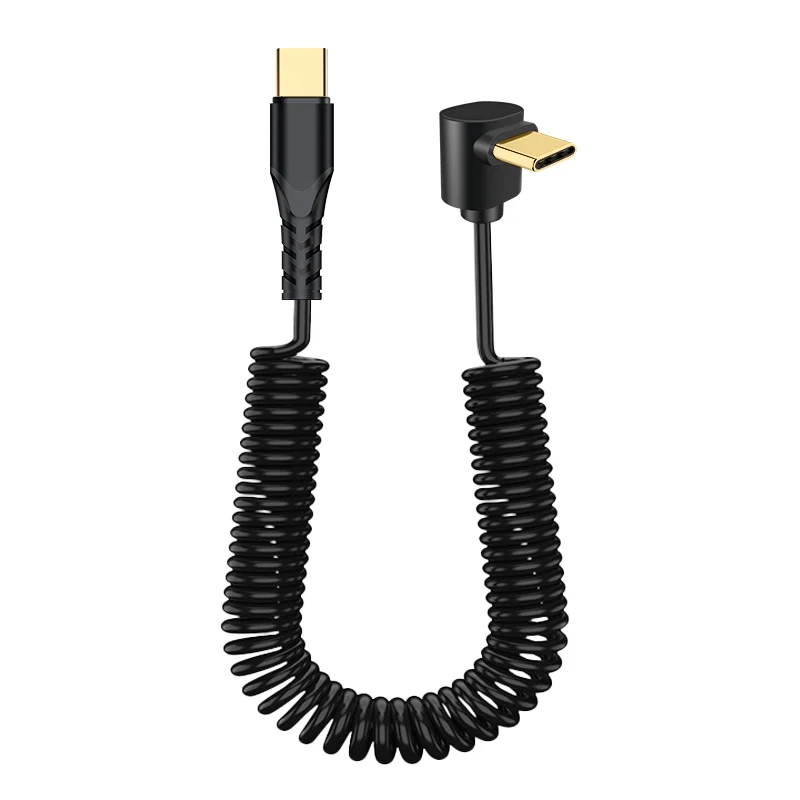 Right Angle Coiled USB C Fast Charging Cable
