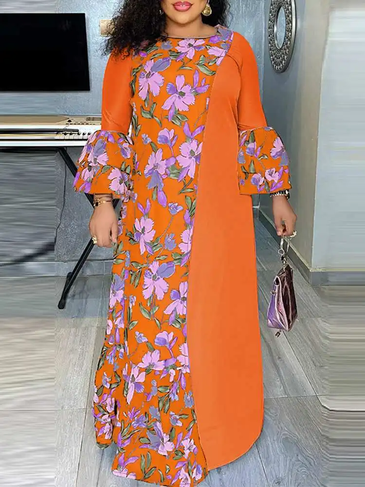 VONDABohemianPartyMaxiDress2023AutumnWomenFlareSleeveFashion