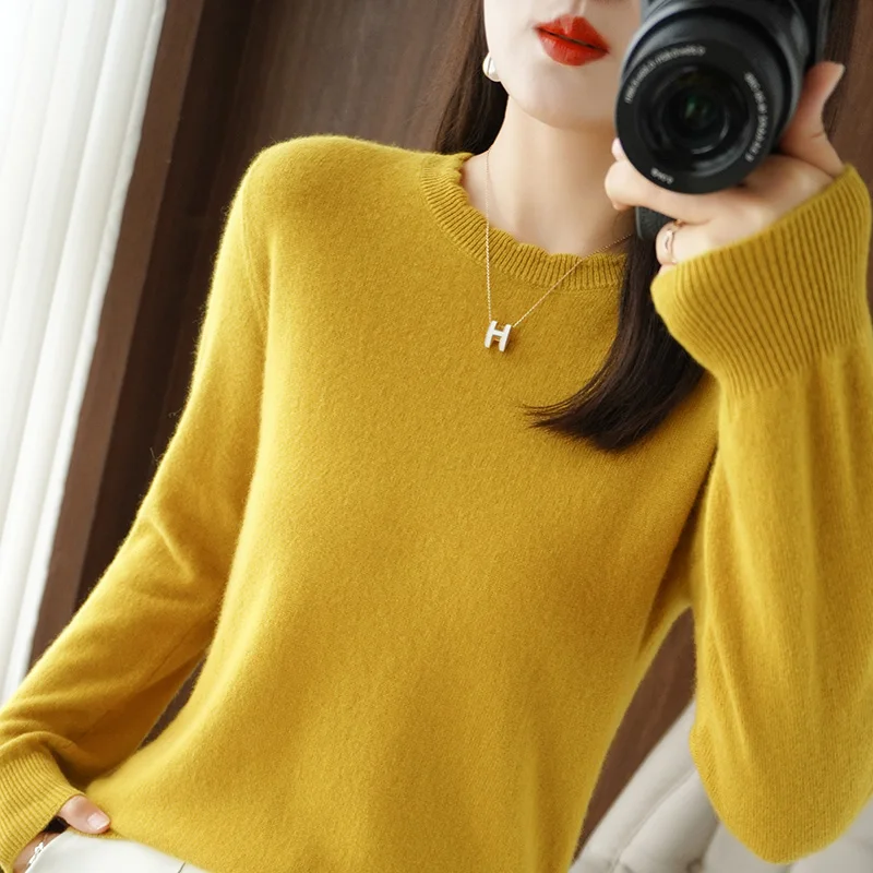 Autumn Winter Cashmere Sweater Woman's Pullover Long Sleeve O-Neck Female Sweater Knit Tops Jumper Bottoming