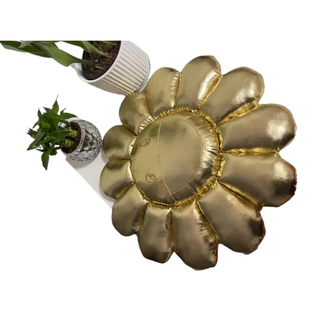 Coussin tournesol argenté, 1 pièce, tapis Texture cuir pour chambre à coucher, salon, oreiller souriant mignon, coussin de bureau, décoration de la maison 6