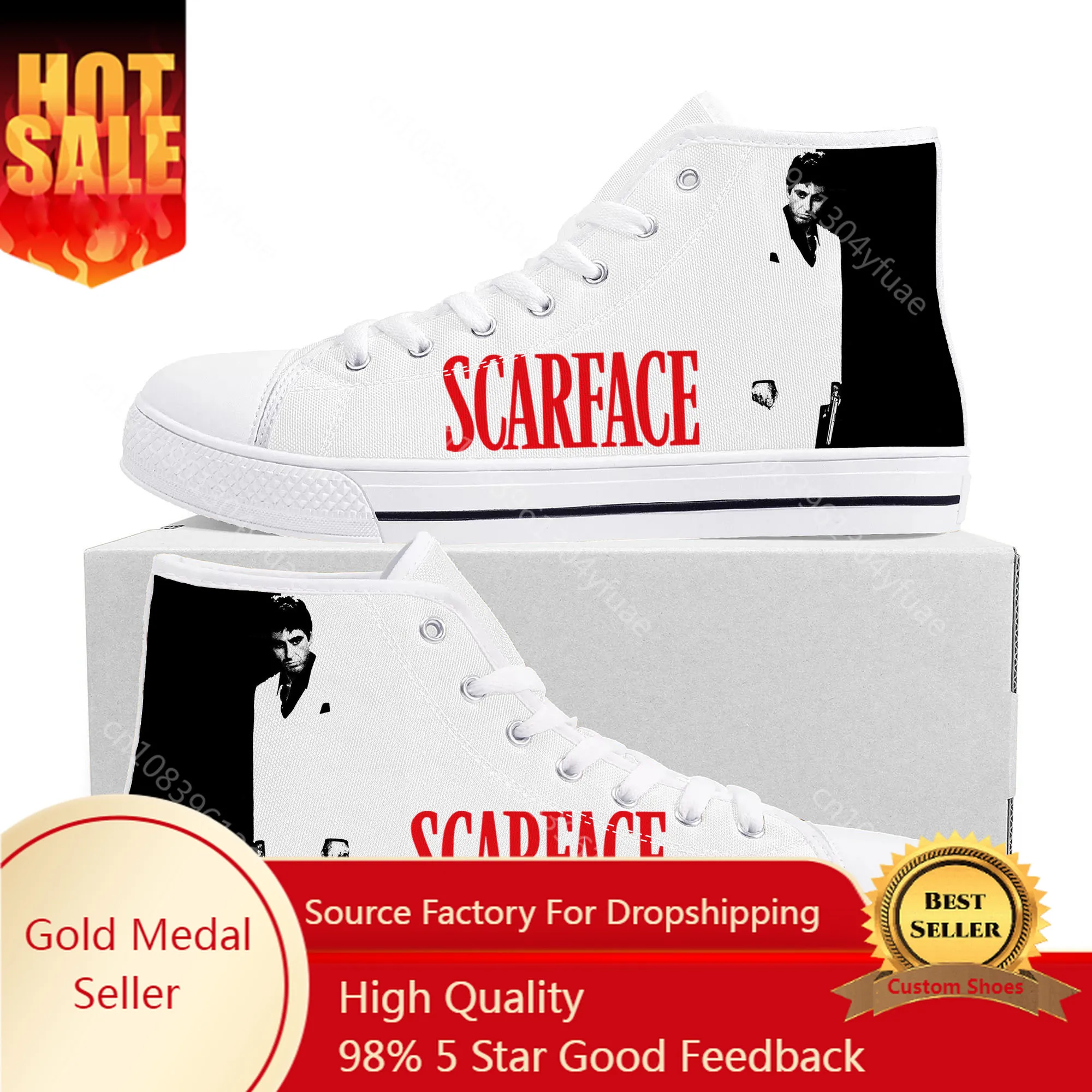 

Scarface High Top Sneakers Mens Womens Teenager High Quality Al Pacino Canvas Sneaker couple Casual Shoe Customize Shoes