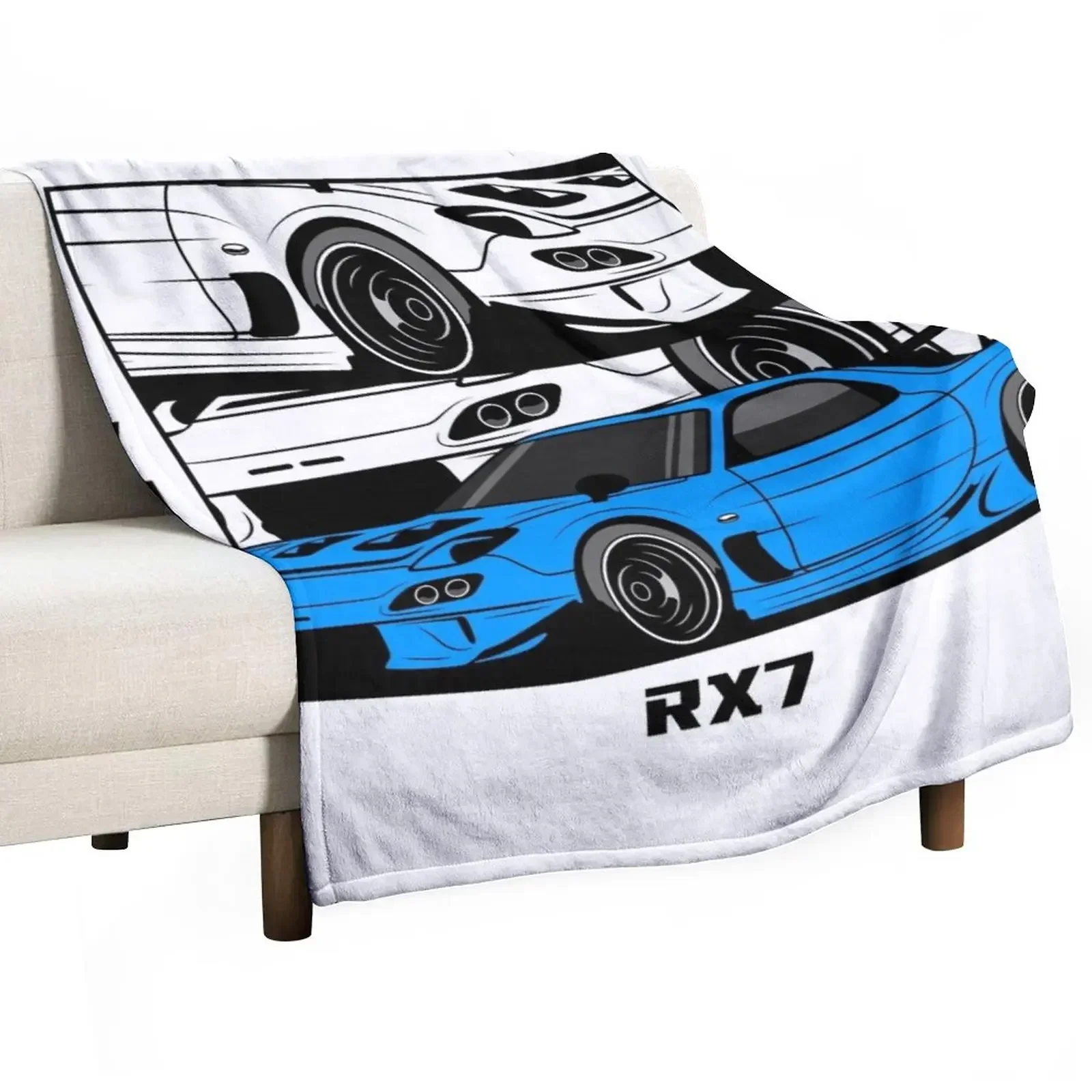 

Blue RX 7 Comic Throw Blanket Large Furry Sofa Throw funny gift Blankets