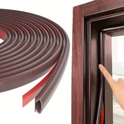 Soundproofing Weather Stripping - Windproof Door Insulation Self - Adhesive D - Shape Seal Strip - 3meters (Dark brown)