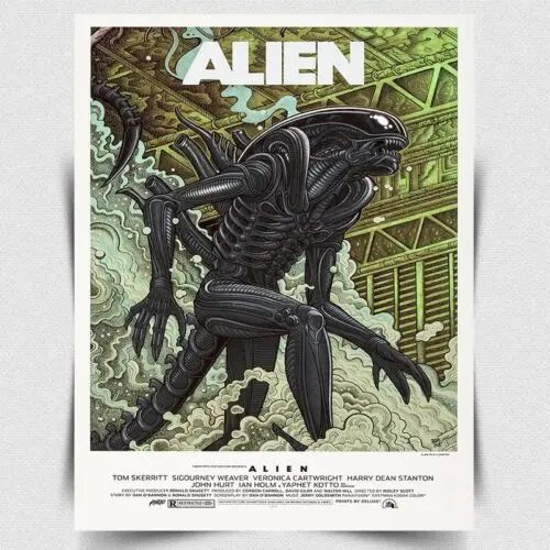 Retro Alien Metal Sign/Plaque – Vintage Film Poster Print A3 Aluminum