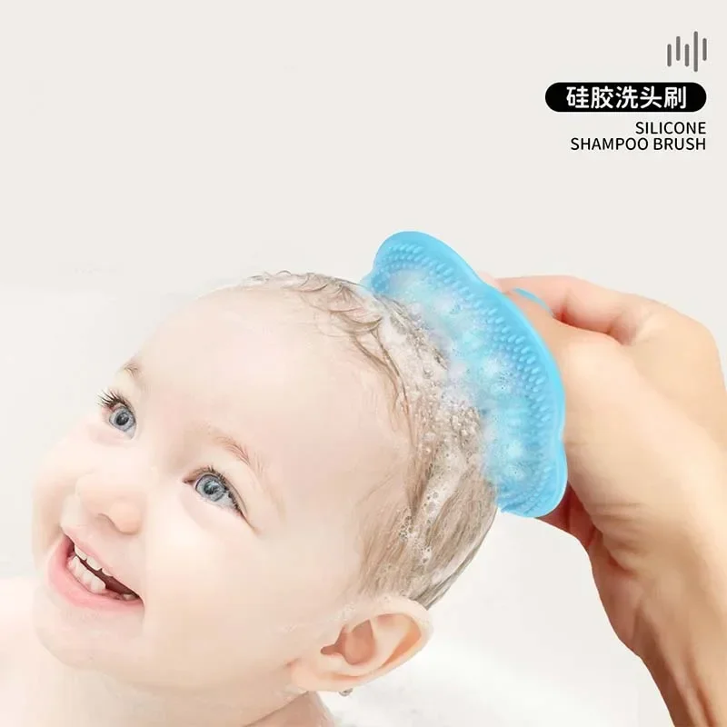 Silicone Baby Bathing Brush Infant Shampoo Comb Soft Fetal Head Fat Comb Baby Care Head Massager Newborn Hair Cleaning Supplies images - 6