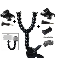 Versatile Goose Neck Selfie Stick with Universal Holder for Smartphones and Action Cameras (Dual head holder)