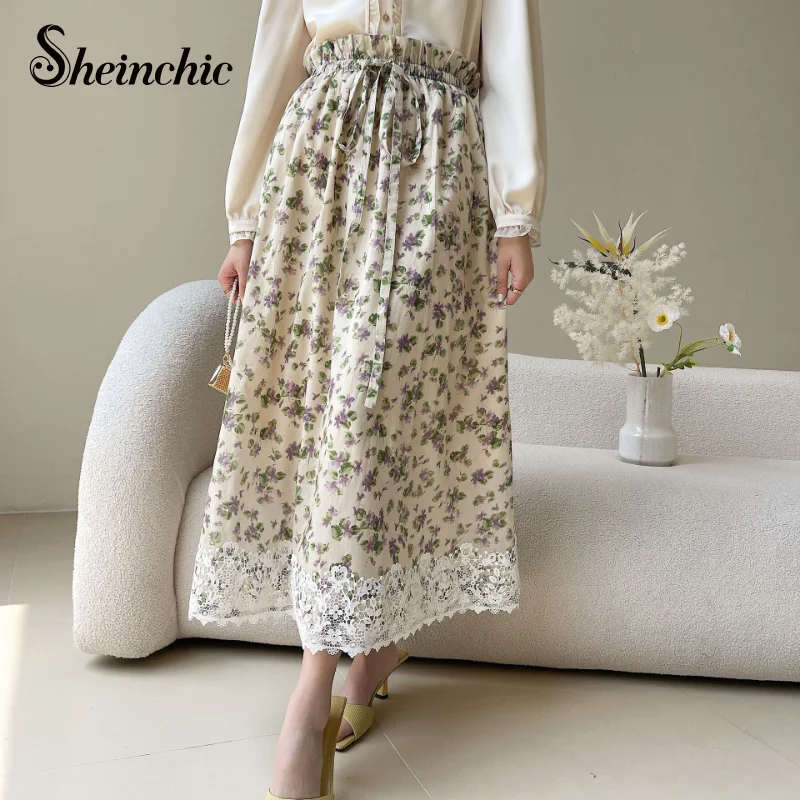 

Elegant floral printed long skirts for women 2023