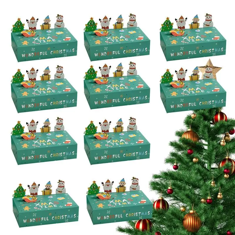 

Christmas Gift Bag Santa Claus Snowman Elk Christmas Candy Box Christmas Favor Boxes Party Supplies Favors 10 pcs Gift for Kids