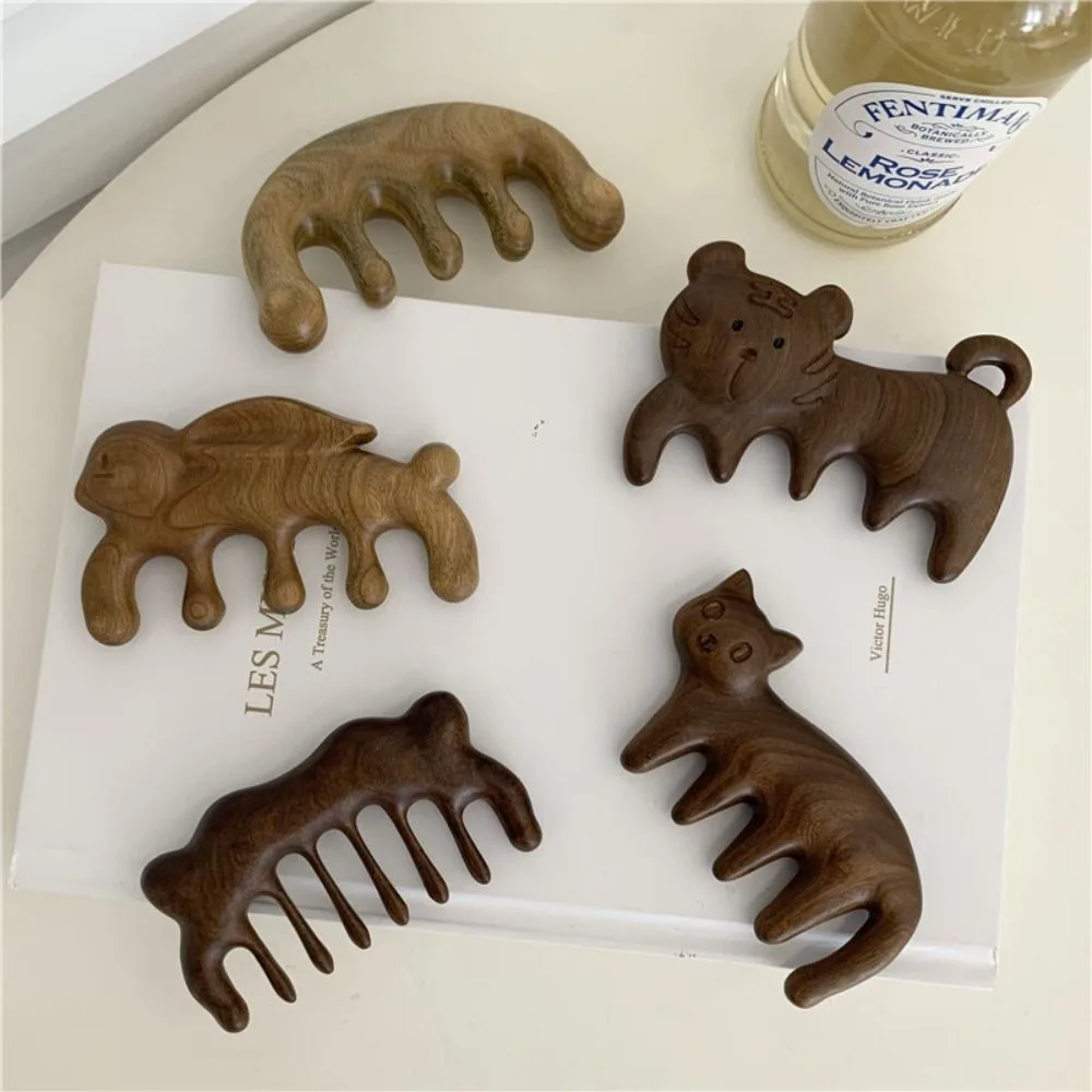 

Hair Care Tool Wooden Massage Comb Gua Sha Green Sandalwood Wide Teeth Hair Comb 5 Teeth Sandalwood Scalp Massage Brush Women