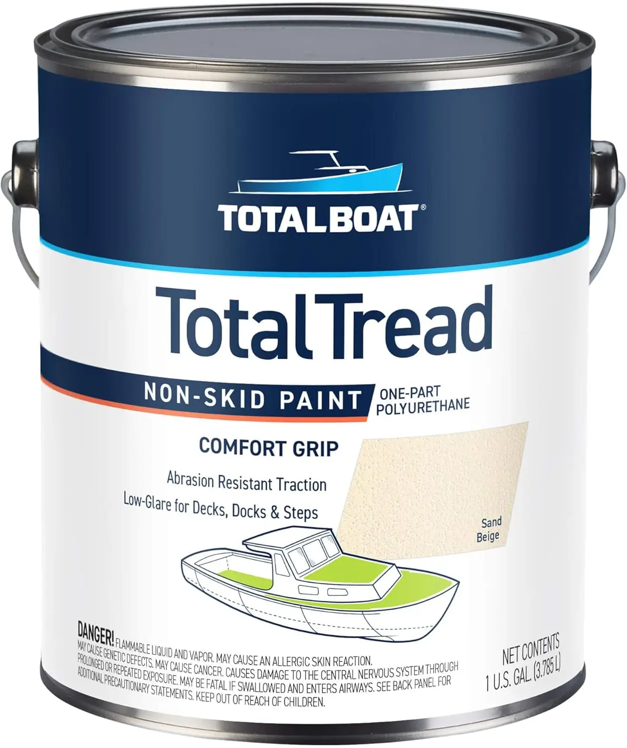 Non Skid Deck Paint (Beige, Gallon) Marine-Grade Anti Slip Traction Coating