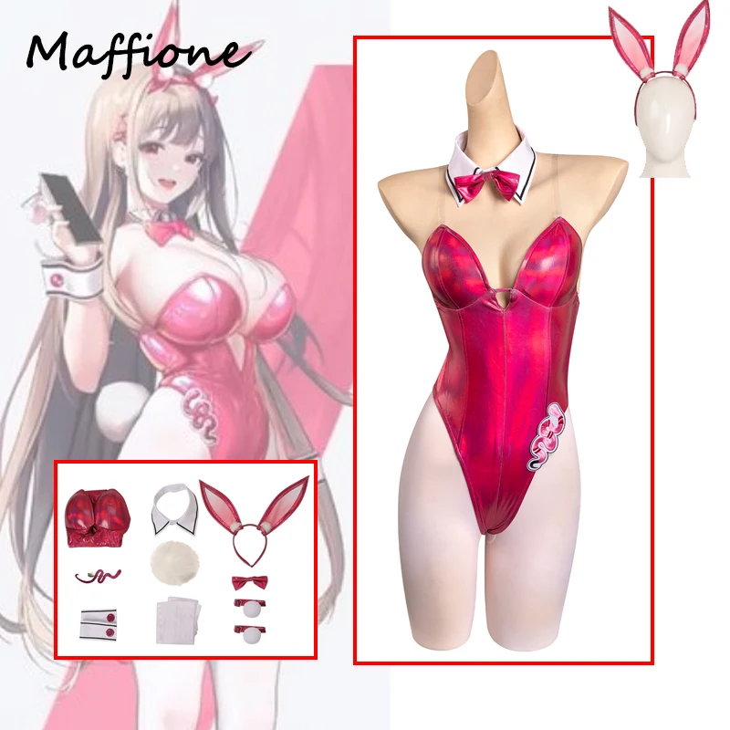 

Nikke The Goddess Of Victory Viper Cosplay Costume Jumpsuits Pink Bunny Girl Bodysuit Rabbit Ear Headgear Set Halloween Suit