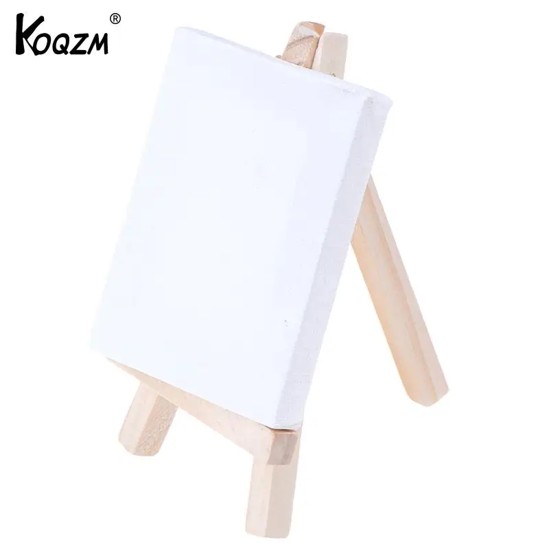 DIY Mini easel+Frame Set Pure Cotton Canvas Smooth Practical Desktop Pure Pine Wood Frame Exhibition