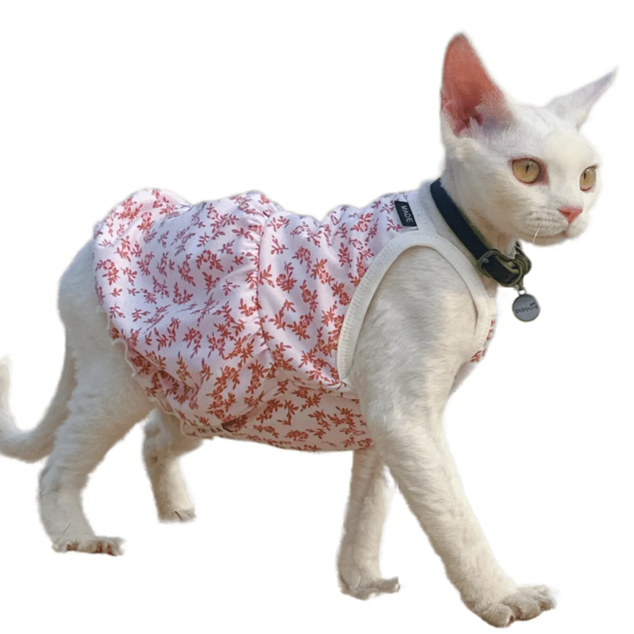 

Летнее платье с подтяжками, наряды с котятами, костюм кота без волос, одежда для кошек Devon Rex, платье для кота Сфинкса