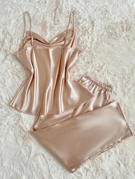 طقم بيجامة نسائي صيفي أنيق مكون من قطعتين بلون سادة كاجوال وعصري مقاس كبير 6