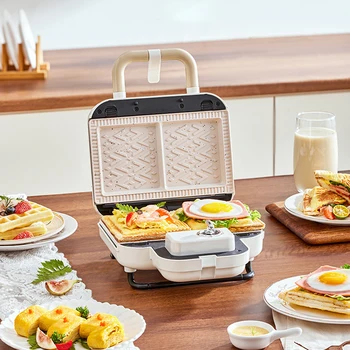 전기 샌드위치 메이커 타이밍 와플 기계, 토스터기 베이커, 더블 트레이, 아침 식사 기계, 타이야키 샌드위치, 220V, 750W