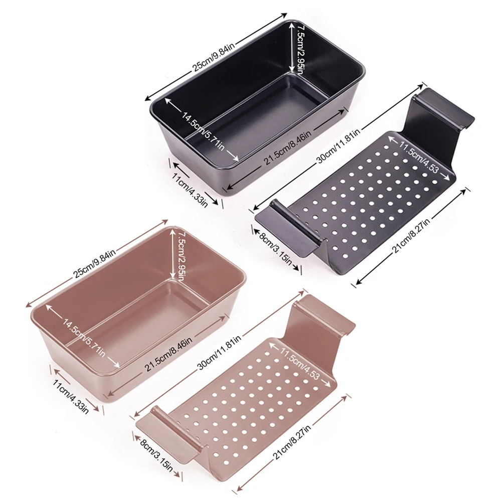Non Stick Meatloaf Pan W/ Drainage Tray Meat Pie Metal Baking Pan Toast Mold Household Bread Pan for Whole and French Bread