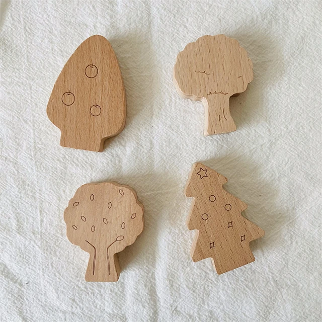 Wood Animal Figures Toys Handicraft Mini Animals Learning Toys Nordic Wooden Blocks Openend Play Educational Toys for Children 5