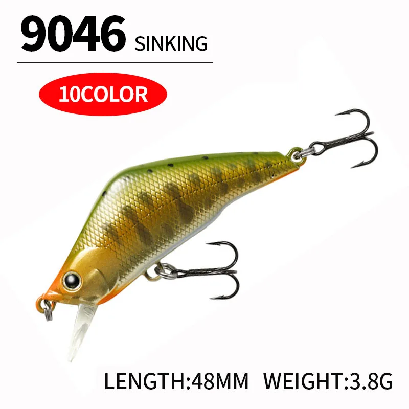1PCS 미노우 낚시 루어 트롤링 워블러 파이크 48mm 3.8g 크랭크베이트 Iscas 인공 하드 미끼 Peche Carp Tackle 10 색