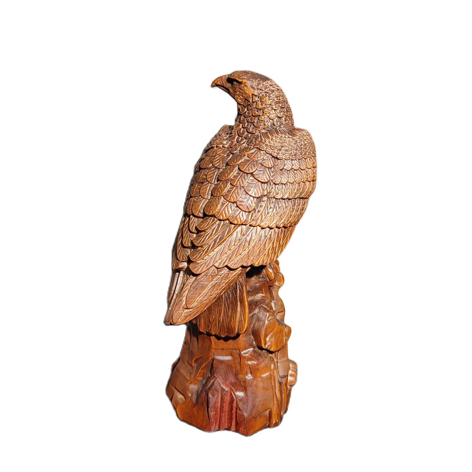 Fierce Hawk Statue Eagle Bird Animal Figurines Sculpture Chinese Wood Carving Statues