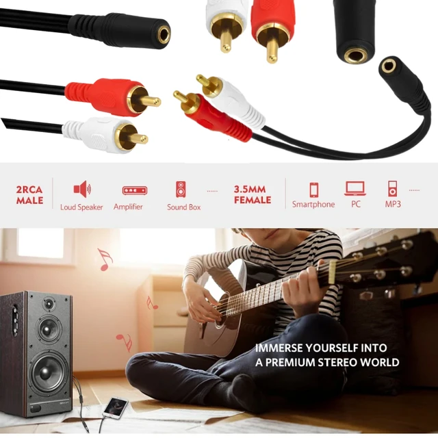 Cavo Audio Maschio A RCA Per TV Stereo Cavo Adattatore Audio 3,5 Mm Maschio A 2 RCA (Phono) Maschio - 5 Metri, Placcato Oro Rca To Jack 3.5