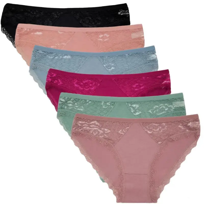 

6 Pcs/pack Hot Sexy Woman's Panties Ladies Underwear Fashion Lace Briefs High Quality Cotton Cute Low Waist Female New Lingerie