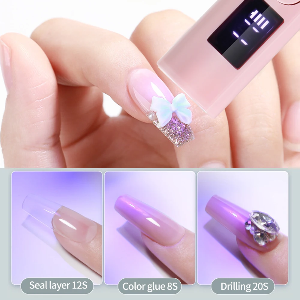 Mini Nail Lamp With Battery UV LED Nail Light for Curing All Gel USB Rechargeable Art Tool Home Travel Use