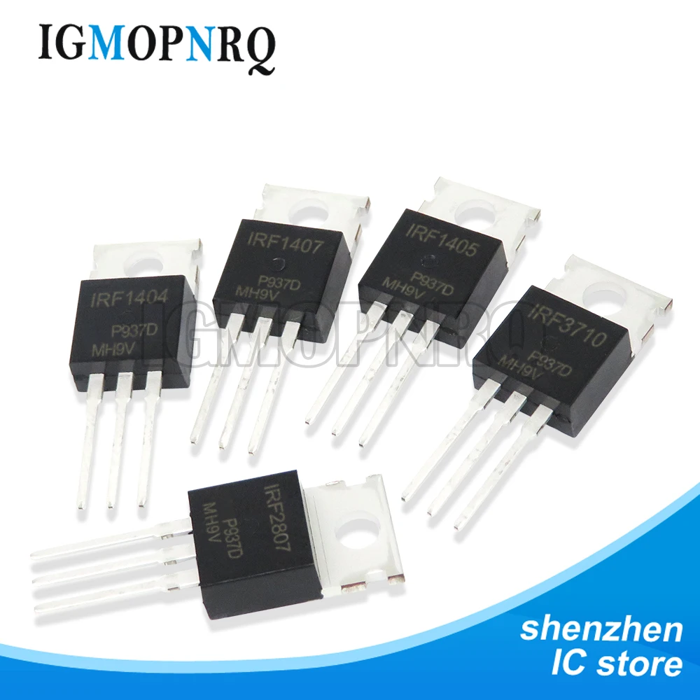 10pcs IRF1404 IRF1405 IRF1407 TO220 IRF2804 IRF2807 IRF3205 IRF3708 IRF3710 IRF3808 IRF4905 IRF1010 IRF1404PBF TO-220 Transistor transistors kit mosfet transistor
