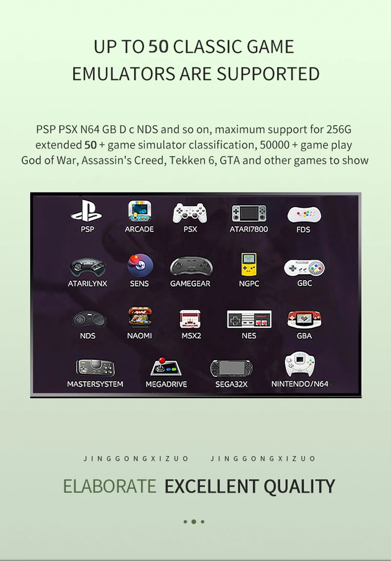 4K Game Stick 3D HD Retro Video Game Console Rechargeable Wireless Controller TV 50 Emulator For PSP/N64/DC