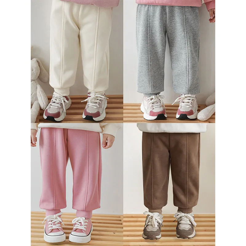 

Детские однотонные повседневные брюки, новинка 2023, весенне-осенние корейские свободные брюки для девочек