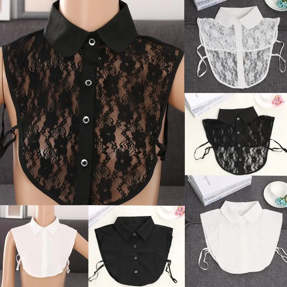 Fashion solid shirt lace false collar white black blouse vintage detachable collars women clothes accessories
