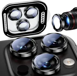 Sleek Black and Red Metal Glass Camera Lens Protector Cover - Premium Phone Accessory - iPhone 12 Mini (Black)