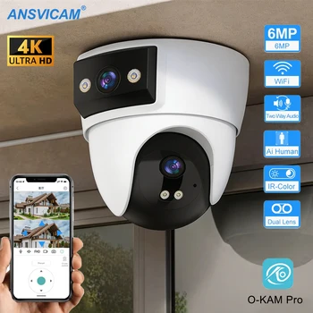 8MP 4K PTZ Security Camera with AI Human Detection - Dual-Lens Dual-Screen Outdoor WiFi IP Cam for Wireless CCTV Surveillance 1
