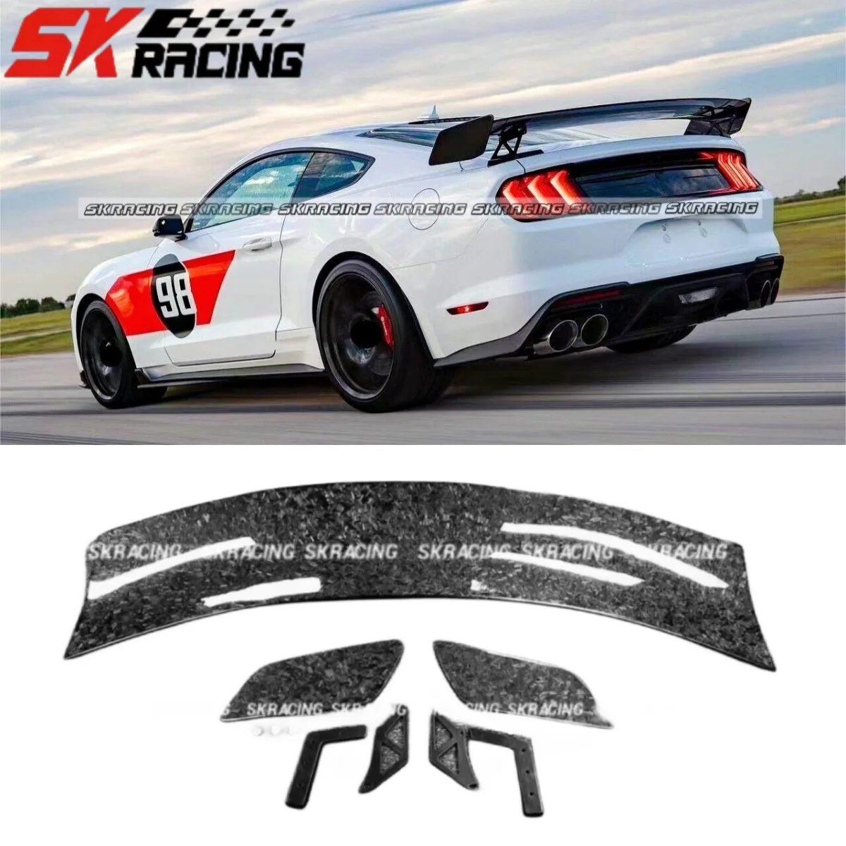 

Стильный спойлер GT для 2015-2021 Ford Mustang GT500, кованый задний спойлер из углеродного волокна с крышкой багажника