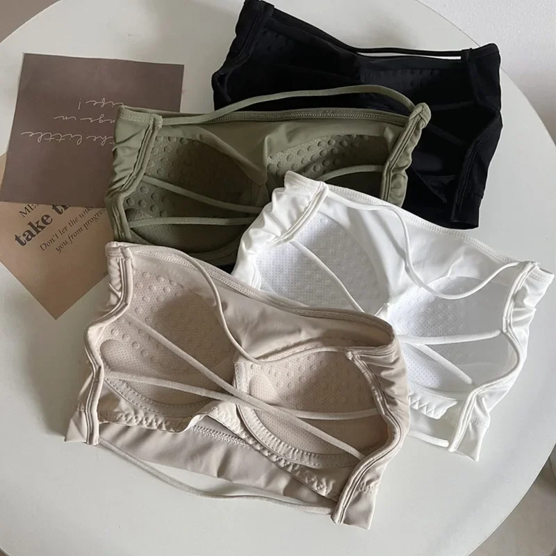 

Seamless Tube Top Ice Silk Sexy Wrap Chest for Women Push Up Bras Strapless Underwear Solid Color Bralette Lingerie Tops