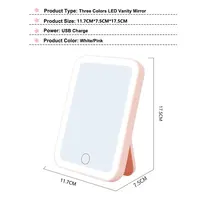 3 Colors LED Vanity Mirror with Touch Screen USB Rechargeable Dimming Makeup Mirror 3 Brightness Portable - Image 4