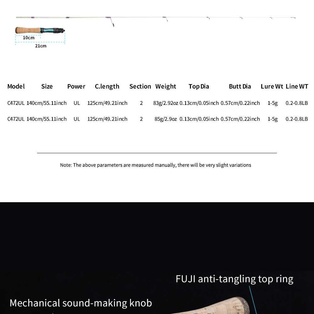 FISHINGFANS RANCY Forellenrute Mini Player 1,4m UL-Rute Fiberglas-Angelzubehör Feste Spitze FUJI-Führung Ultraleichte Angelruten – Detail 13