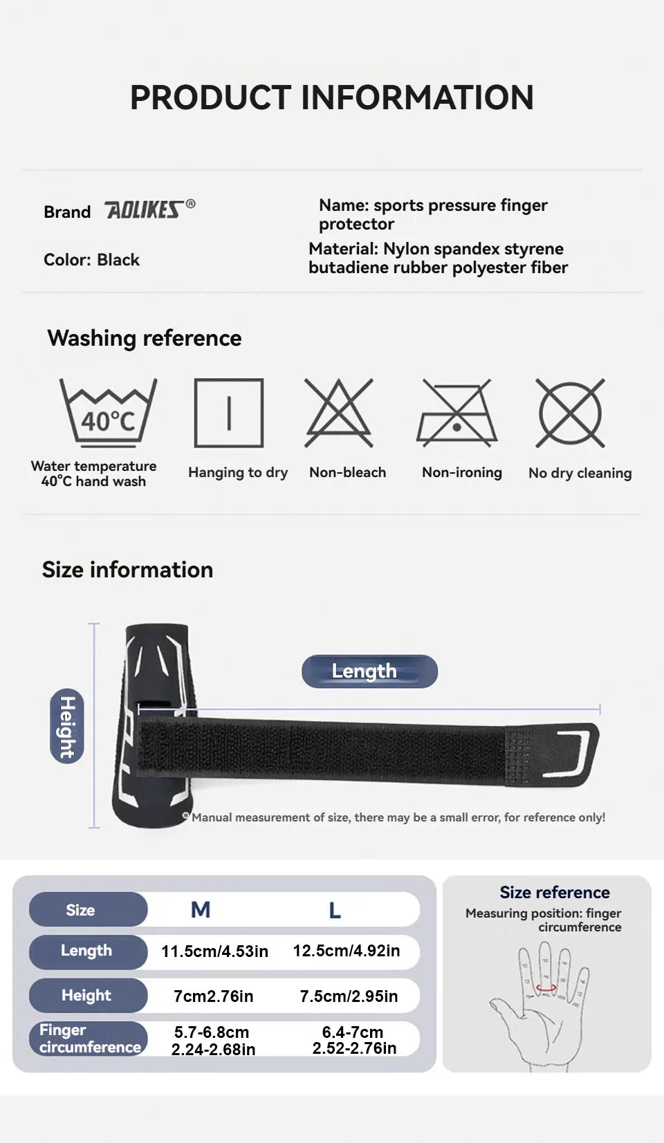 Soft inner padding of AOLIKES finger splint for extra comfort