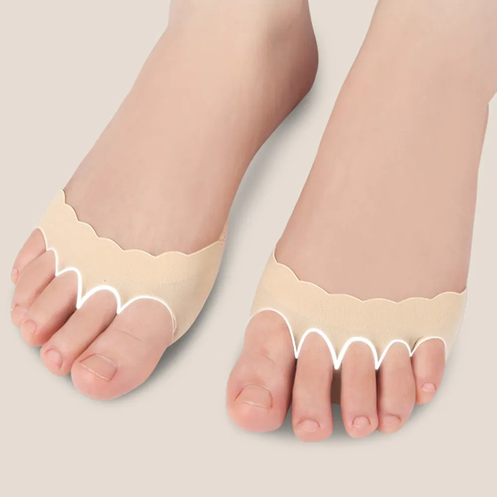 2 쌍 웨이브 레이스 보이지 않는 손가락 양말 통기성 하프 양말 미끄럼 방지 분리형 발가락 양말 편안한 여름 힐 풋 케어
