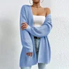 2024 Autumn Elegant Solid Cardigan Sweater Women Winter Thickened Warm Split Hem Long Jumpers Female Commuter Knitted Outerwear 5